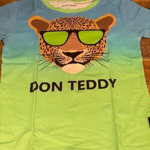Don Teddy Kids Cheetah Graphic Tee - Blue and Green